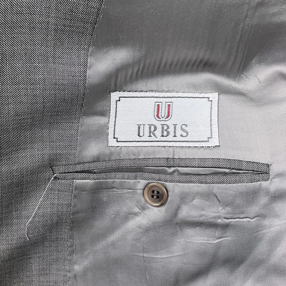 Urbis Blazer‎ Men 44R Light Gray Double Breasted Vitale Barberis Canonico Italy